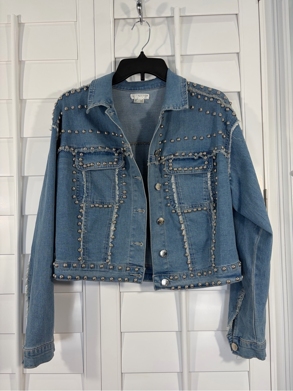 VENUS Light Blue Studded Jean Jacket (M)